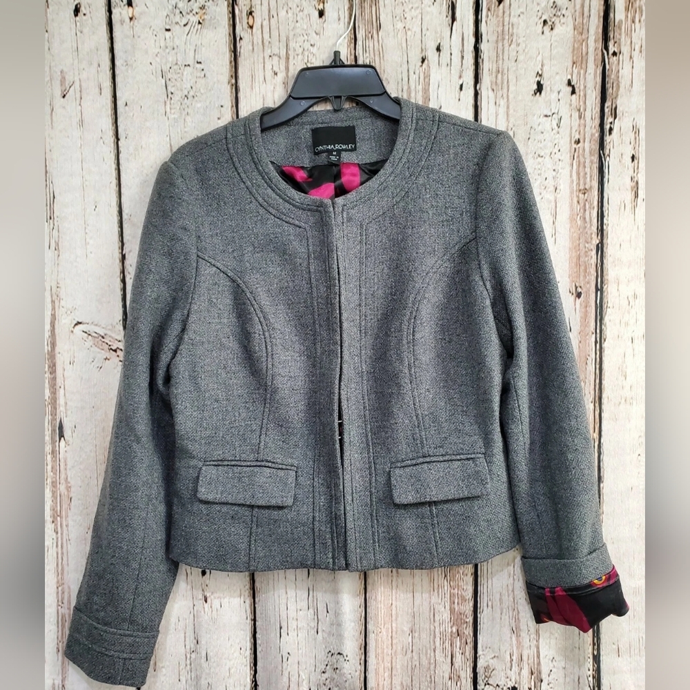 Cynthia‎ Rowley Women's Medium Wool-Blend Hook & Eye Blazer Jacket Coat EUC